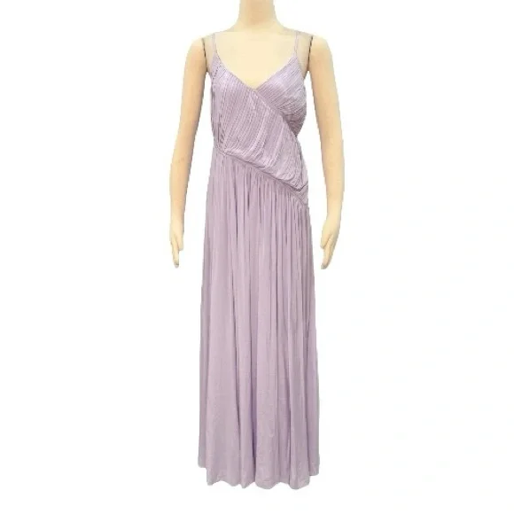 asymmetrical pleated dress purple Bandaeu Pleated Maxi Dress